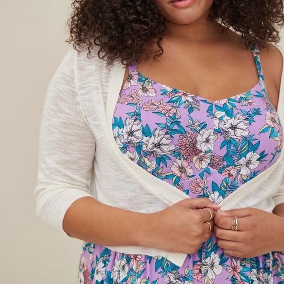 Torrid Size 1 Lenny Tiered Floral Maxi Dress Purple Floral - Picture 2 of 7